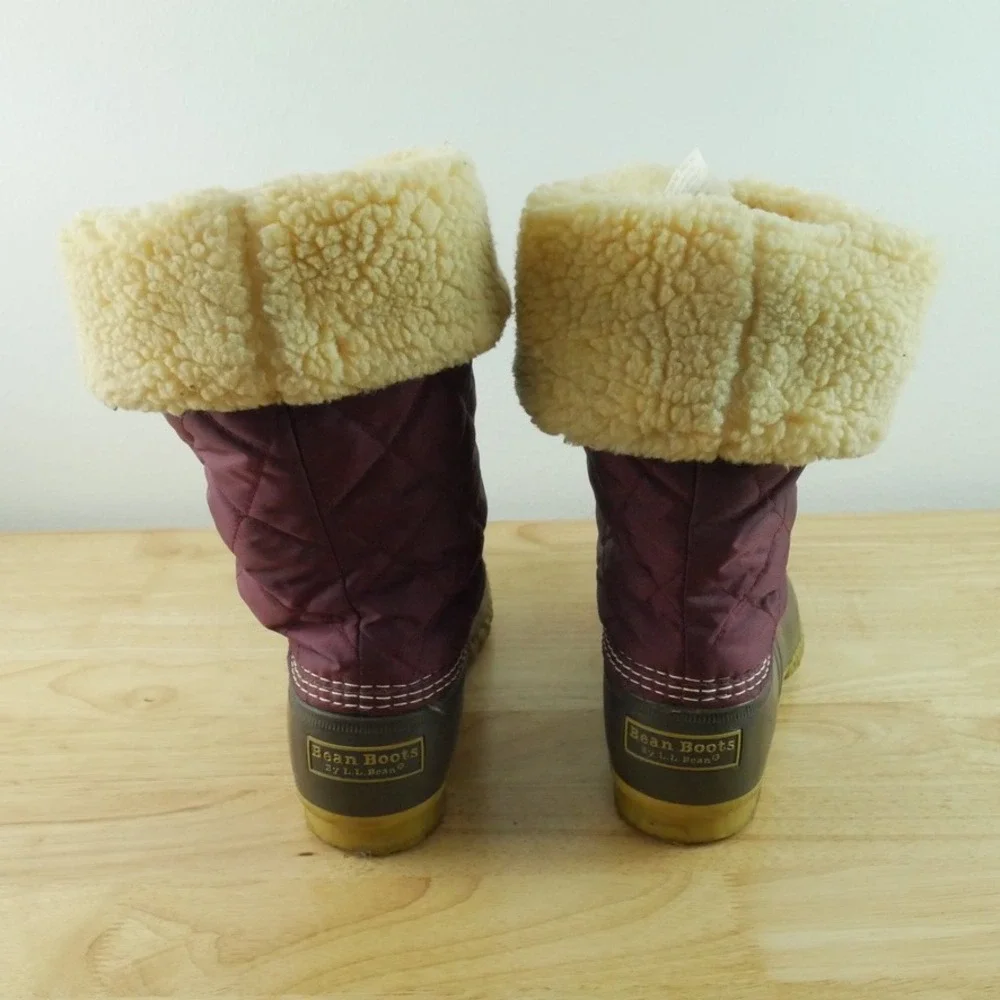 LL Bean Quilted Duck Boots Sherpa Lined Women 10 M USA Vintage Heritage Utility